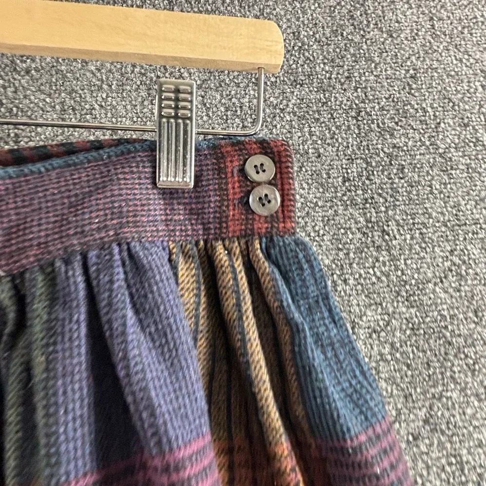 Evan Picone Dark Blue Plaid 100% Wool Skirt Dark Academia Collegiate Warm  14